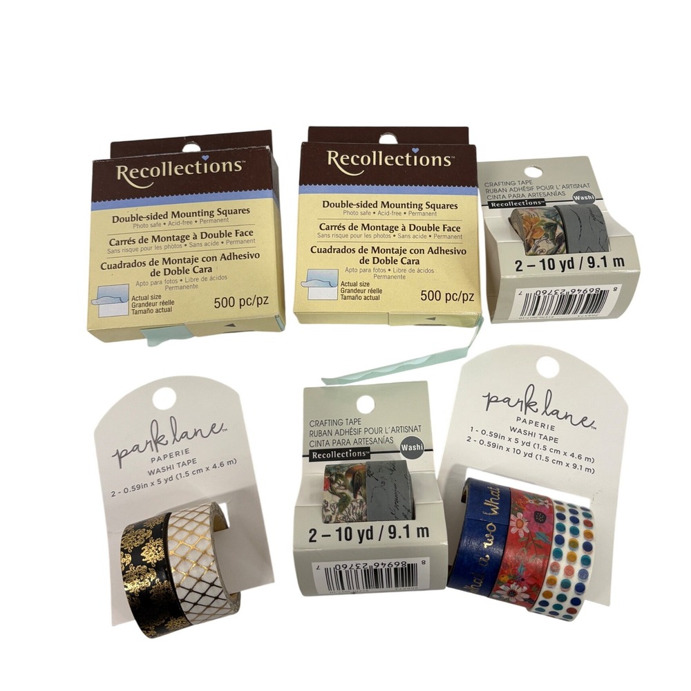 Recollections Mounting Squares & Park Lane Washi Tape Crafting Lot Gold Floral